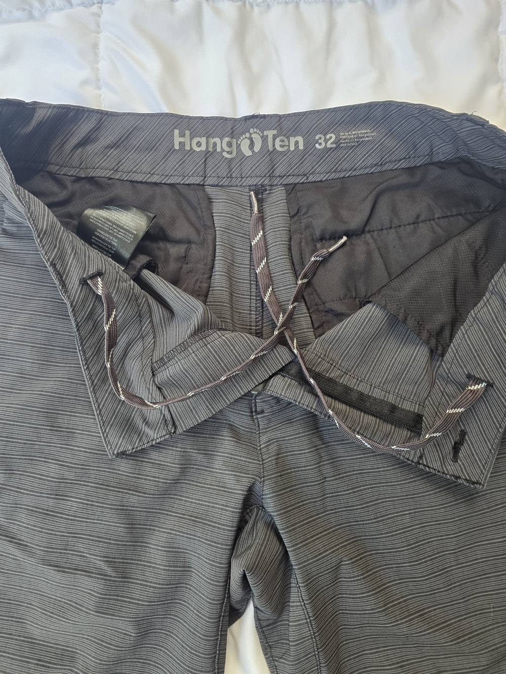 Hang Ten Men's Gray Striped Swim/Board Shorts - 32